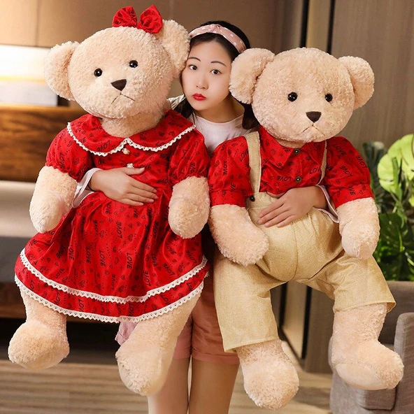 Düğün Ayıcık Peluş Oyuncak - Mavi Kot 45cm - 12