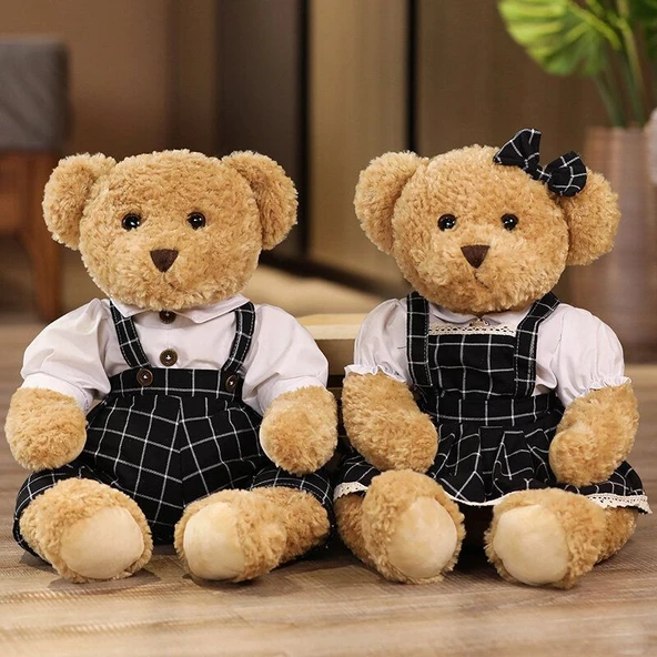 Düğün Ayıcık Peluş Oyuncak - Mavi Kot 45cm - 5