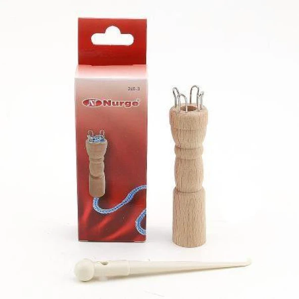 Nurge Ahşap 4 Pin Örgü Makarası + Plastik Tığ ( 204-3 )