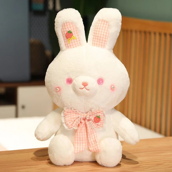 Çilek Tavşan Peluş Oyuncak - Pembe Oturan 60cm