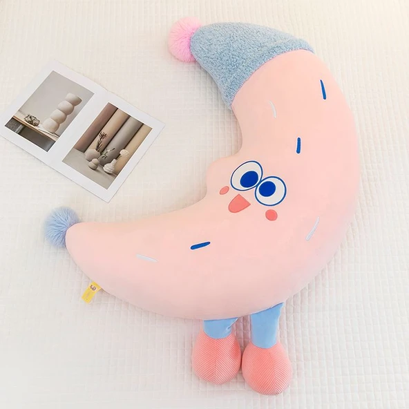 Büyük Ay Peluş Yastık - Pembe - 110cm