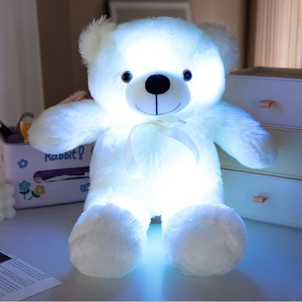 Işıklı Peluş Oyuncak Ayıcık - Mavi 30cm - 12