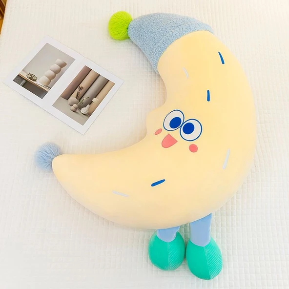 Büyük Ay Peluş Yastık - Pembe - 110cm - 6