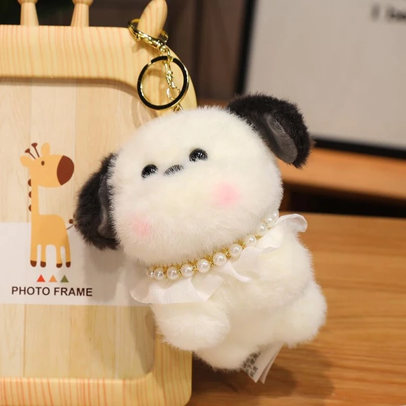 Çizgi Film Peluş Anahtarlık - Küçük Beyaz Köpek 13cm