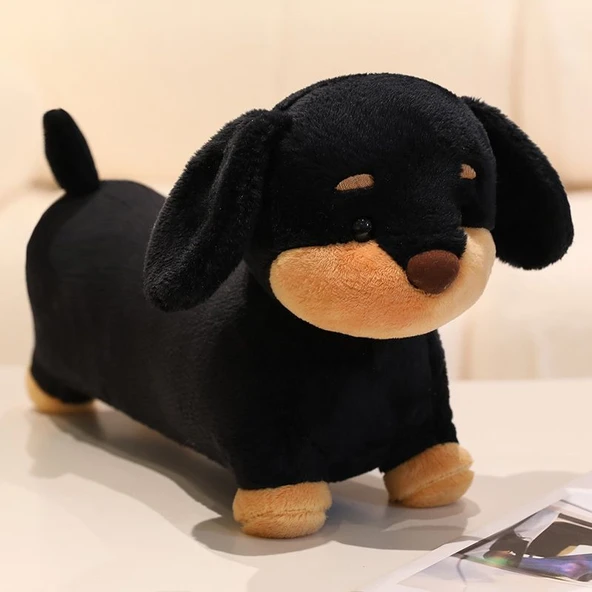 Daksund Peluş Oyuncak - Vizon Tarzı Siyah - 28cm - 6