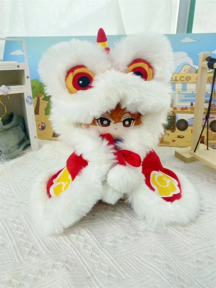 Aslan Dansı Peluş Bebek Kıyafeti - Kırmızı, 20 cm Bebekler İçin
