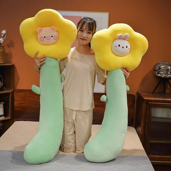 Tavşan Çiçek Peluş Yastık - 80cm - 5