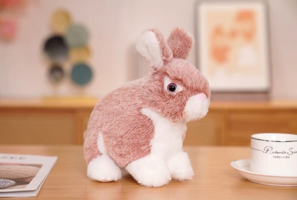 23cm Peluş Tavşan Bebek - Morumsu Kırmızı