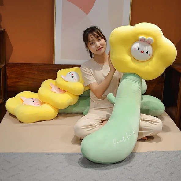 Tavşan Çiçek Peluş Yastık - 80cm