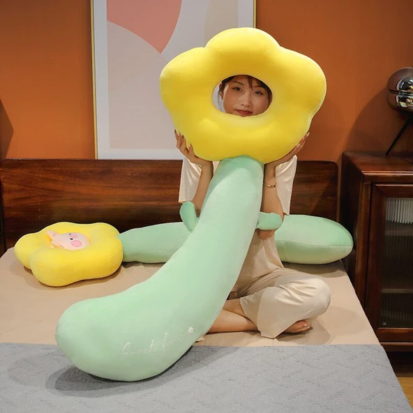 Tavşan Çiçek Peluş Yastık - 80cm - 7