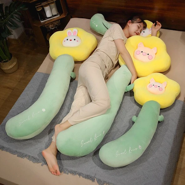 Tavşan Çiçek Peluş Yastık - 80cm - 3