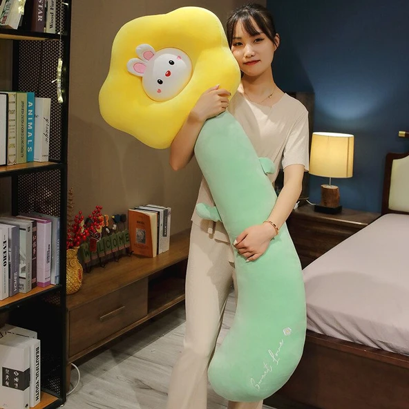 Tavşan Çiçek Peluş Yastık - 80cm - 11