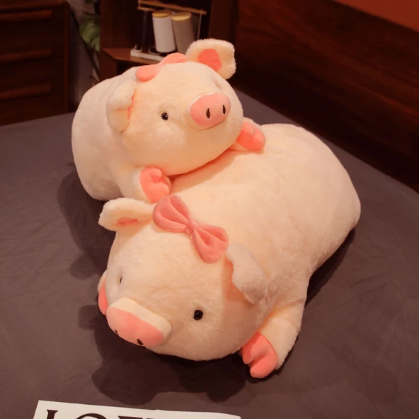 Pembe Yatan Domuz Peluş Oyuncak - 40cm - 3