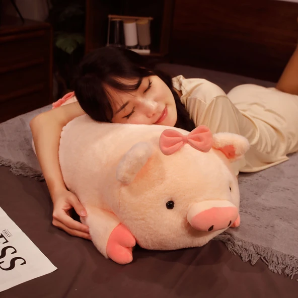 Pembe Yatan Domuz Peluş Oyuncak - 40cm - 8