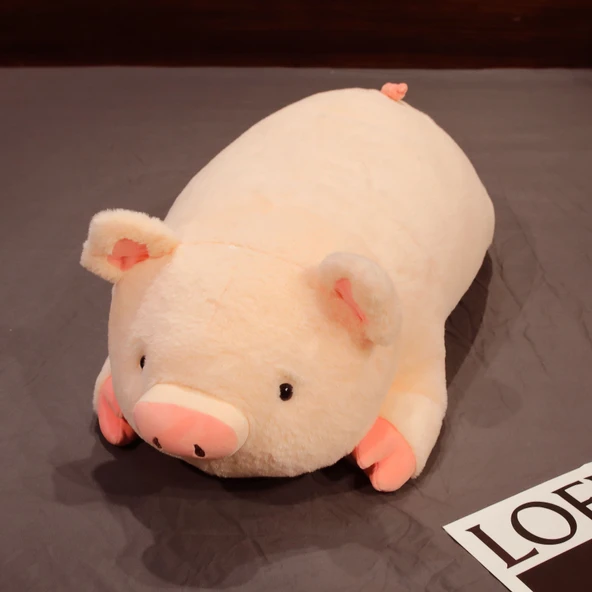 Pembe Yatan Domuz Peluş Oyuncak - 40cm - 6