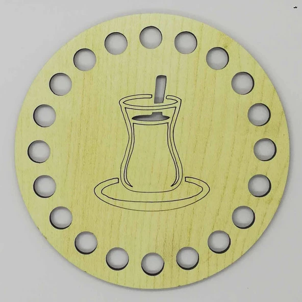 Ahşap Bardak Altlığı Çay Bardak Model Krem