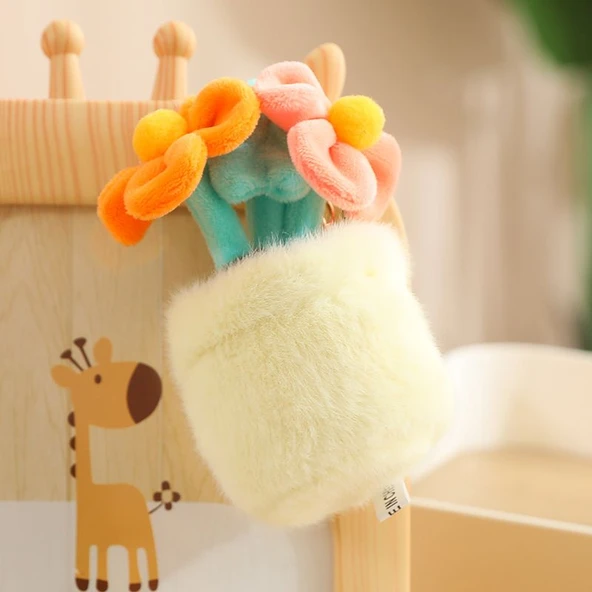 Peluş Buket Çiçek Anahtarlık - Kırmızı Sarı - 12cm - 9