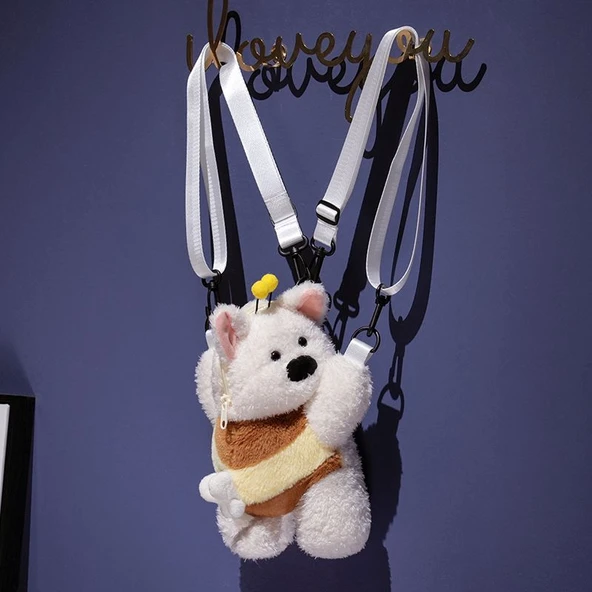 Peluş Oyuncak Omuz Çantası - Arı Desenli - 30cm