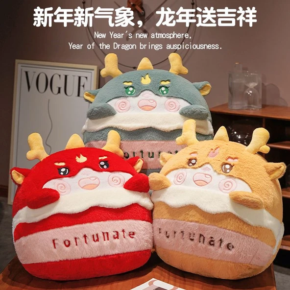 Tavşan Kürklü Çizgi Film Ejderha 3'ü 1 Arada Yastık Battaniye - Yeşil, Küçük Yastık Battaniye 100*150cm - Resim 4