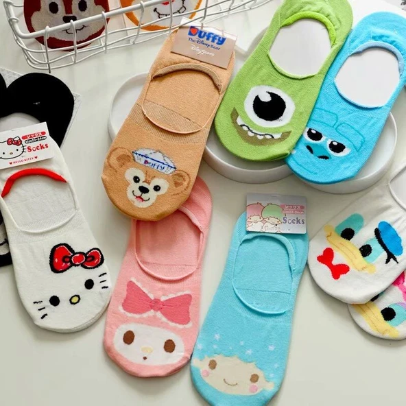 Çizgi Film Desenli Patik Çorap - Beyaz Hello Kitty