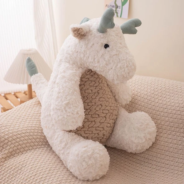 Peluş Dinozor Oyuncak Bebek - Beyaz 30cm
