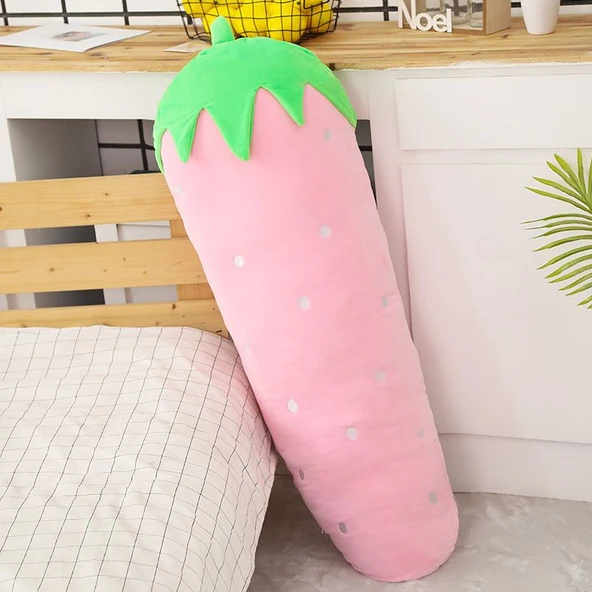 Pembe Çilek Uzun Peluş Yastık - 50cm
