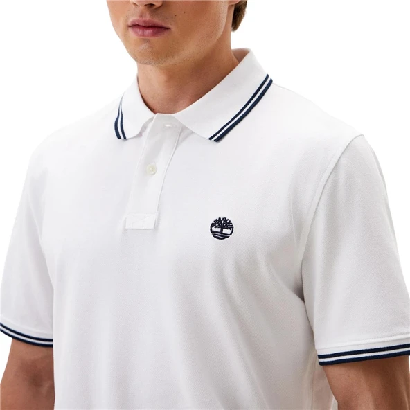 Timberland Tipped Pique Short Sleeve Polo Beyaz Erkek T-Shirt - 4