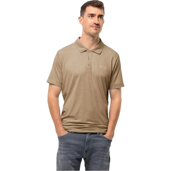 Jack Wolfskin Travel Polo M Erkek Bej Polo T-Shirt - 2
