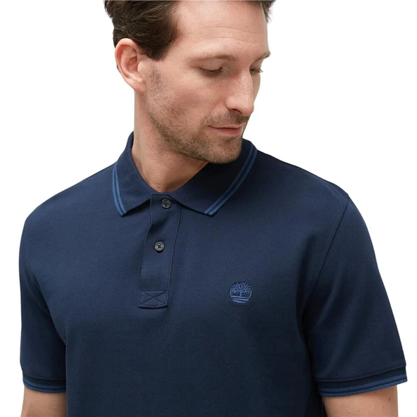 Timberland Tipped Pique Short Sleeve Polo Dark Sapphıre Erkek T-Shirt - 5