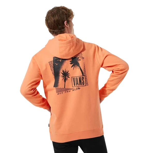 Vans Palm Tree Po Erkek Turuncu Kapüşonlu Sweatshirt - Resim 4