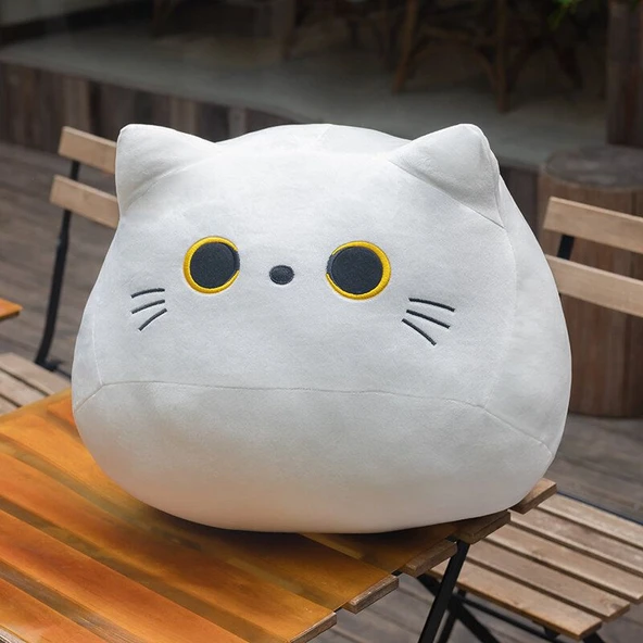 Kedi Peluş Yastık - Beyaz Kedi 40cm