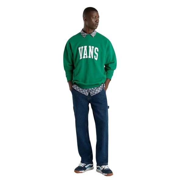 Vans ORIGINAL STANDARDS VARSITY LOOSE CREW Erkek Yeşil Sweatshirt - Resim 5
