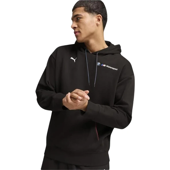 Puma Bmw Mms Ess+ Hoodıe Fleece Erkek Siyah Sweatshirt - 3