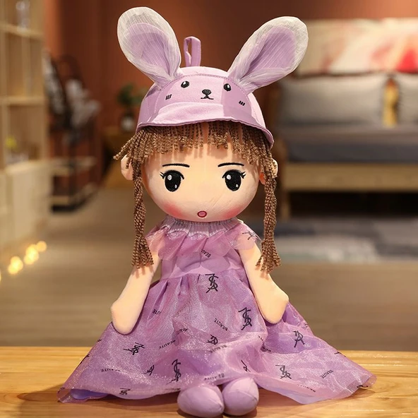 Beibei Küçük Kız Peluş Oyuncak - Mor 60cm