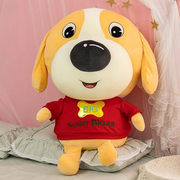 Peluş Köpek Oyuncak Bebek - Kırmızı - 30cm