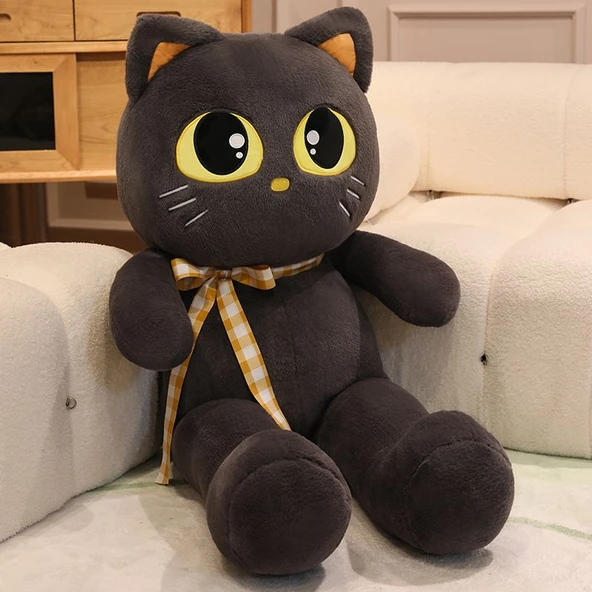 Kedi Peluş Oyuncak Bebek - Gri - 80cm