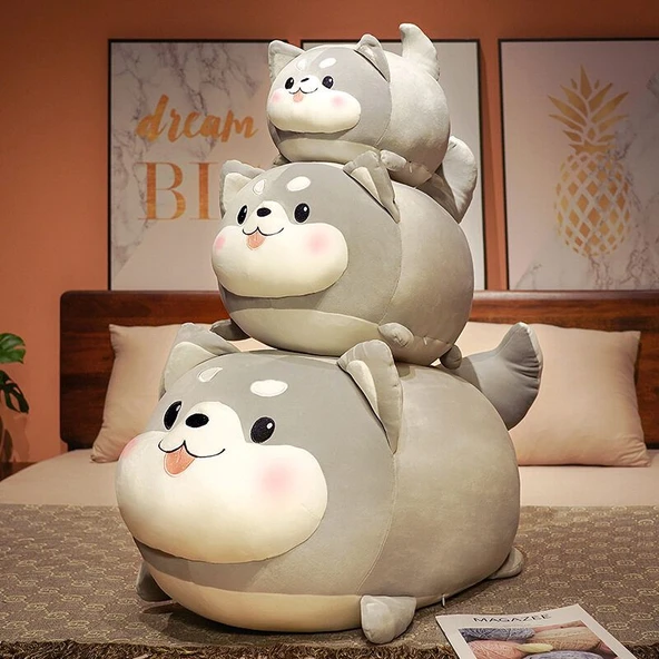 Husky Peluş Yastık - Çiçeksiz Desen 50cm - 6