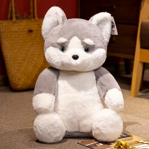 Tembel Oturan Husky Peluş Oyuncak - 32cm