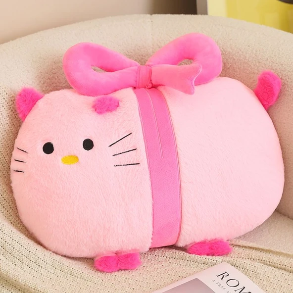Kurdeleli Peluş Yastık - Kedicik - 45cm