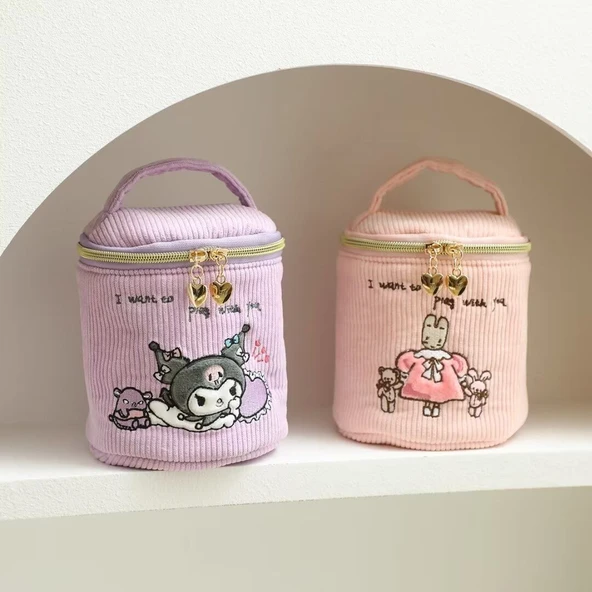 Peluş Makyaj Saklama Kutusu - Pochacco - 12x12x12cm - 12