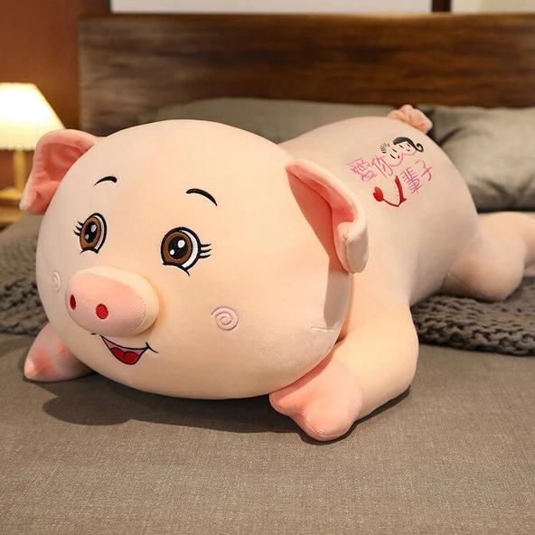Sevimli Tombul Domuz Peluş Oyuncak - Seni Sonsuza Dek Seviyorum - 90cm