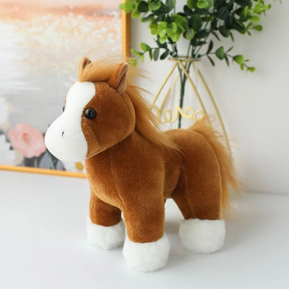 Simülasyon Tay Peluş Oyuncak - Kahverengi - 20cm