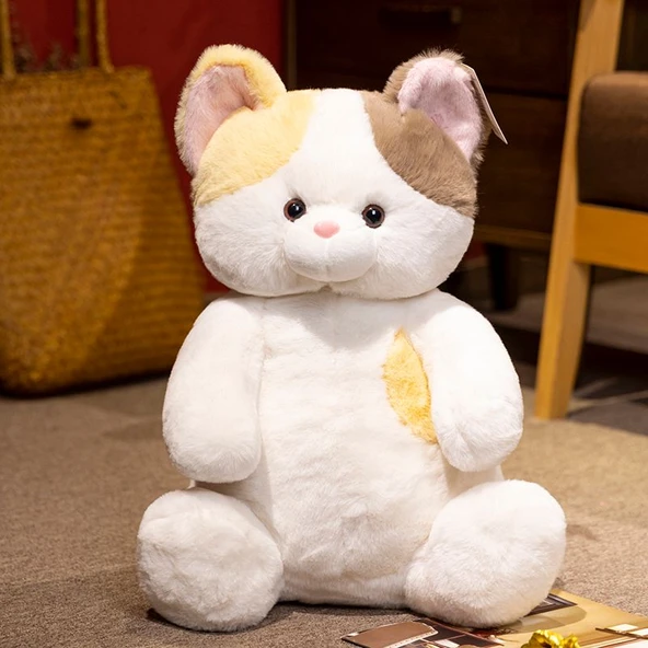 Tembel Oturan Alaca Kedi Peluş Oyuncak - 42cm