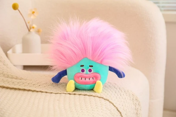 Uzun Saçlı Troll Bebek - Pembe - 22cm