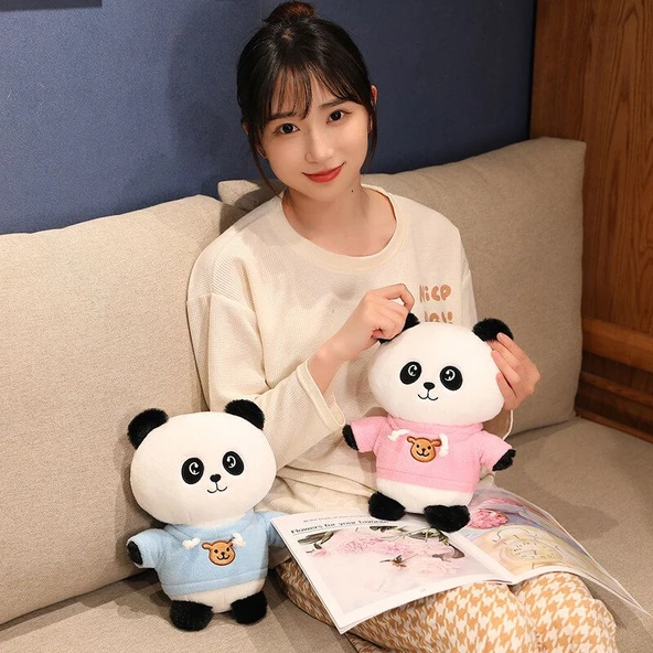 250cm Dönüşebilen Panda Peluş Oyuncak - Beyaz Kazak Pembe Çiçek + Çanta - 5