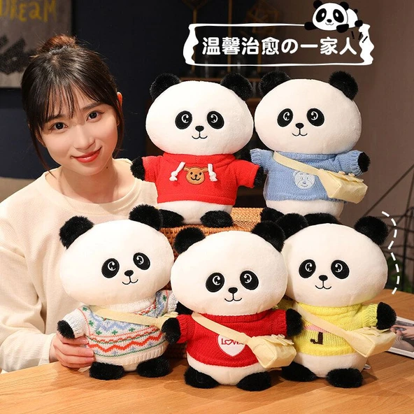 250cm Dönüşebilen Panda Peluş Oyuncak - Beyaz Kazak Pembe Çiçek + Çanta - 4