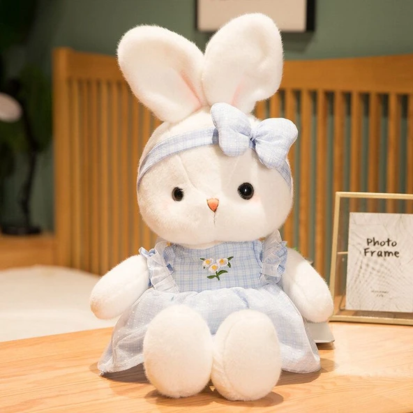 Papatya Tavşan Peluş Oyuncak - Mavi - 40cm