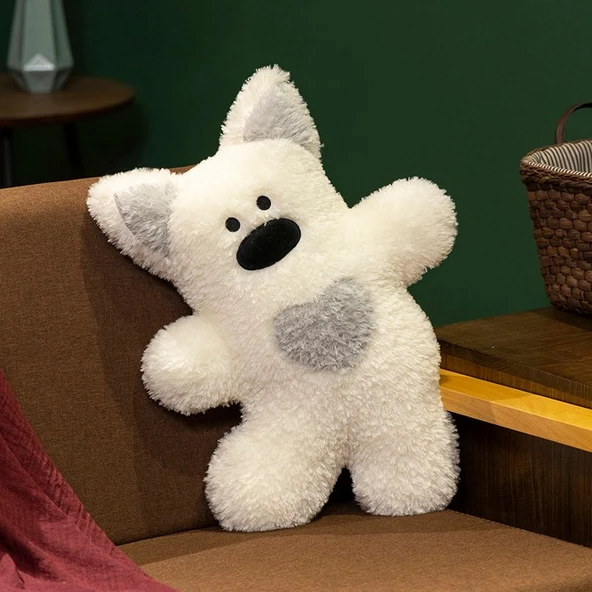 Peluş Köpek Yastık - Gri Köpek - 53cm