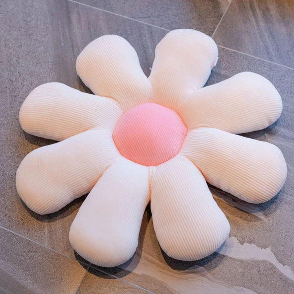 Çiçek Peluş Yastık - Sarı - 50cm - 8