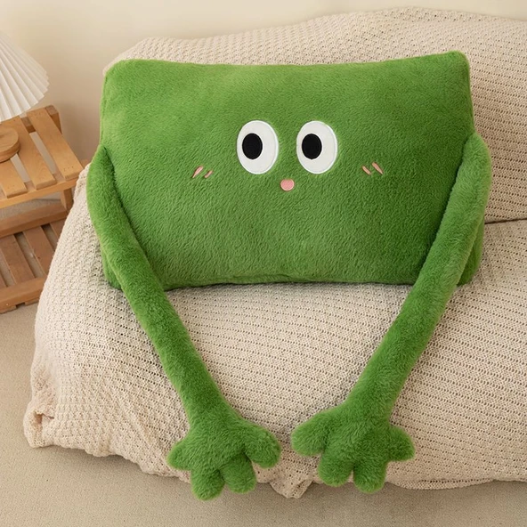 Uzun Kollu Peluş Oyuncak Yastık - Yeşil 60cm